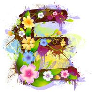 Capital Letter E created by flowers and leaves