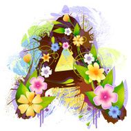 Capital Letter A created by flowers and leaves