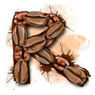 Capital Letter R created by Coffee beans N2