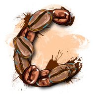 Capital Letter C created by Coffee beans N2