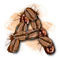 Capital Letter A created by Coffee beans N2