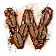 Capital Letter W created by Coffee beans N2