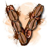 Capital Letter V created by Coffee beans N2