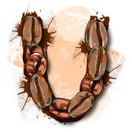 Capital Letter U created by Coffee beans N2