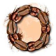 Capital Letter O created by Coffee beans N2