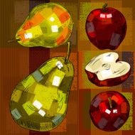 Detailed Drawings of Apple and Pear