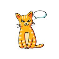 Red cat with talking bubble