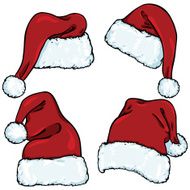 vector set of cartoon santa claus hats N2