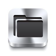 Square metal button perspektive - folder icon