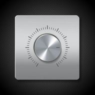 Silver dial on a brushed aluminum panel
