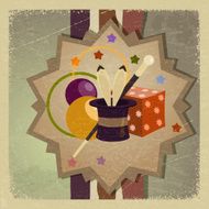 Vintage postcard with objects magician eps10