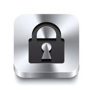Square metal button perspektive - lock icon