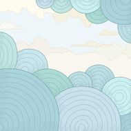 Abstract vector background with circles and clouds