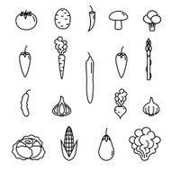 Icon vegetables set