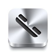 Square metal button perspektive - telephone receiver icon