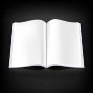 Empty open magazine spread page black background