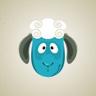 Head of the cute cartoon smiling sheep