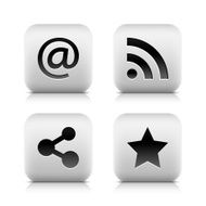 At RSS Share Star icons Rounded square button black sign