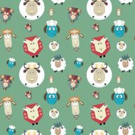 Seamless pattern of cartoon funny sheeps