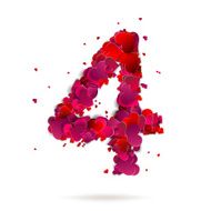 Number four 4 made from red hearts Love alphabet N2