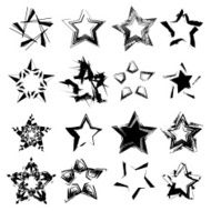 Abstract ink grunge vector stars set