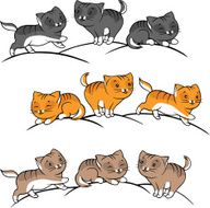 Collection of cute funny cats vector set