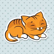 Red cute funny cat sleep Vector illustration