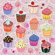vector set of colorful cupcakes