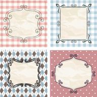 Vintage frames on the old fabric Set N2