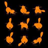 Funny orange fat cats silhouettes for your design N2