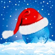 globe in a Santa Claus hat