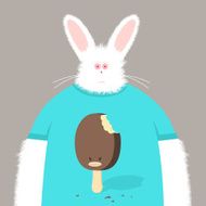 ice bunny character in t-shirt