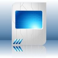 Blue and brushed steel futuristic sign