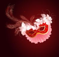luxurious red mask with a veil