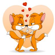 Two furry cartoon cute falling in love fox N2