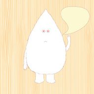 Fluffy wavy creature on pine wood background