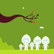 Family fluff day out in the countryside illustration N2