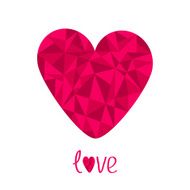 Pink heart Polygonal effect Love card Isolated N2