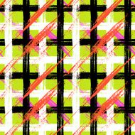 Seamless plaid pattern with bold brushstrokes and stripes N4