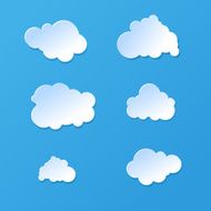 Vector cute cartoon paper or plastic cloud shapes