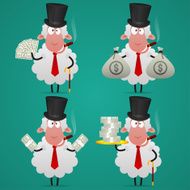 Set sheep banker in different poses