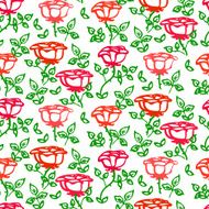Floral pattern with hand drawn roses and leaves N4