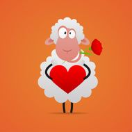 In love sheep smiling and holds heart N2