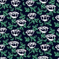 Floral pattern with hand drawn roses on black