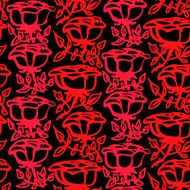 Grunge floral pattern with hand drawn roses in red N3