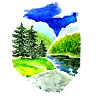 landscape forest and lake