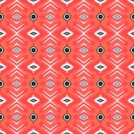 hipster pattern with geometric forms in coral red