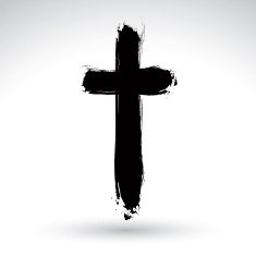 Hand drawn black grunge cross icon simple Christian sign