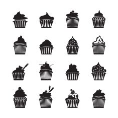Cupcake icons set