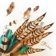 Grunge vector background realistic colorful ferns N2